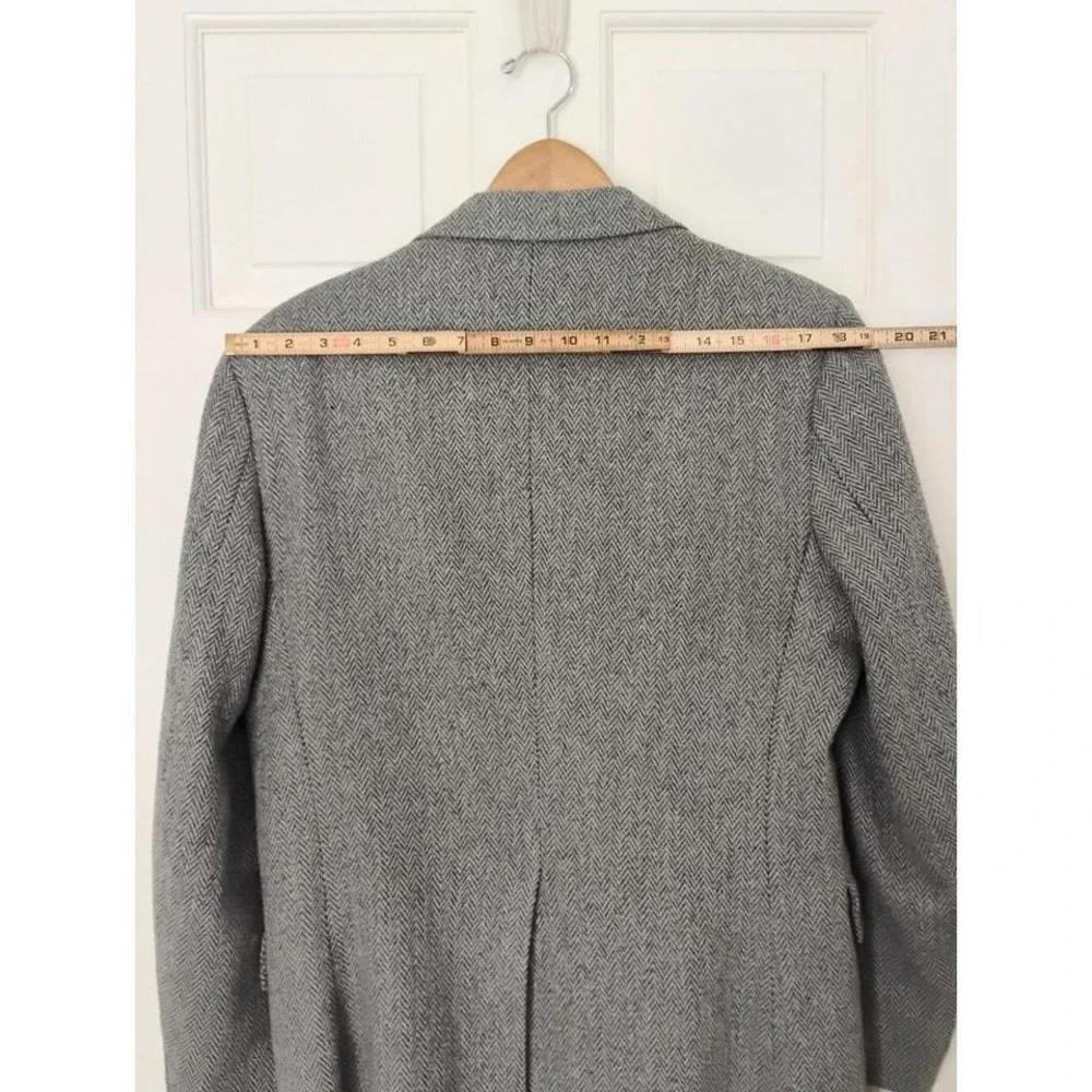 VTG John Blair Herringbone Blazer Mens 40 Gray Two Button Wool Blend Sport Coat